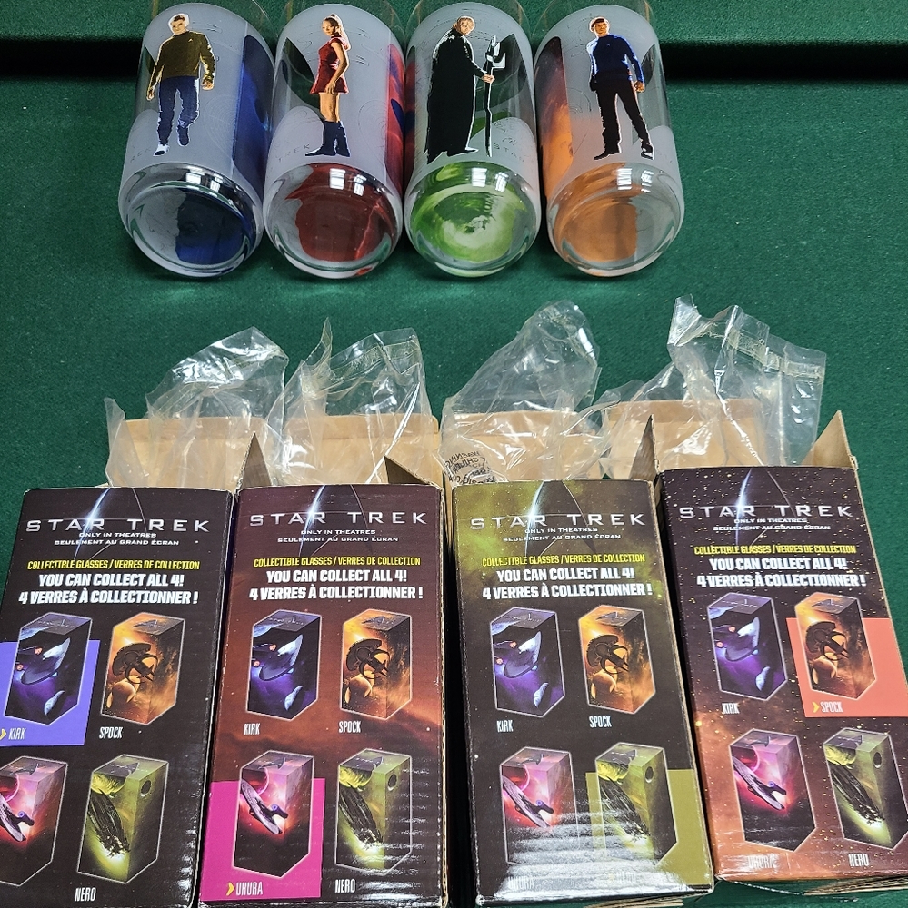 Set of 4 Star Trek glass tumblers. New.